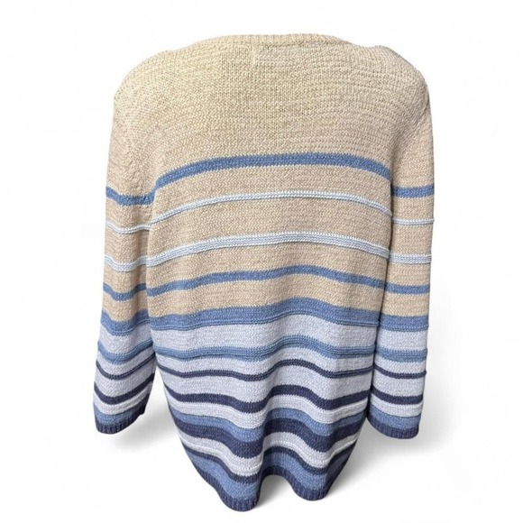 Alfred Dunner Coastal Grandma Core Blue Beige and White Sweater Preppy Vintage - Picture 5 of 6